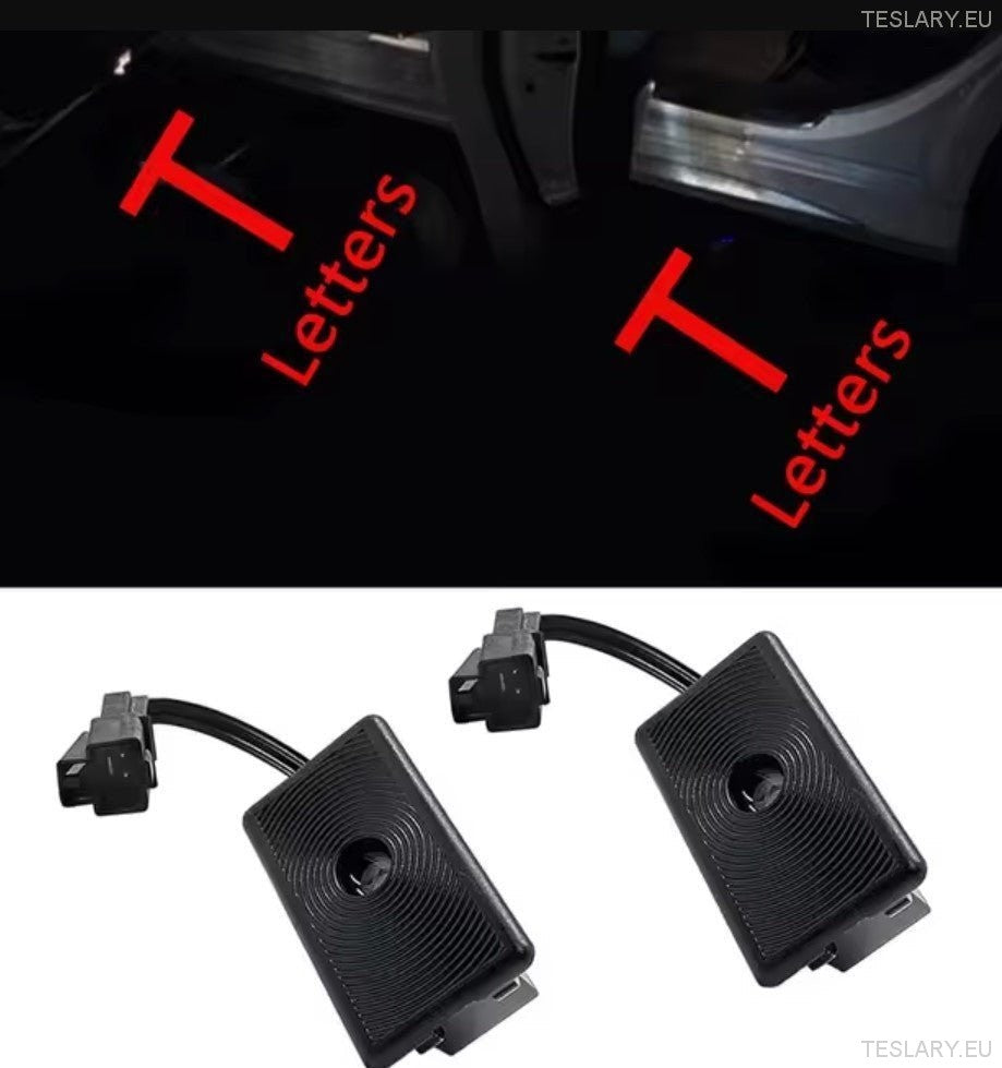 Tesla Model 3/Y/S/X Door Projector Lights Plaid & Logo Style