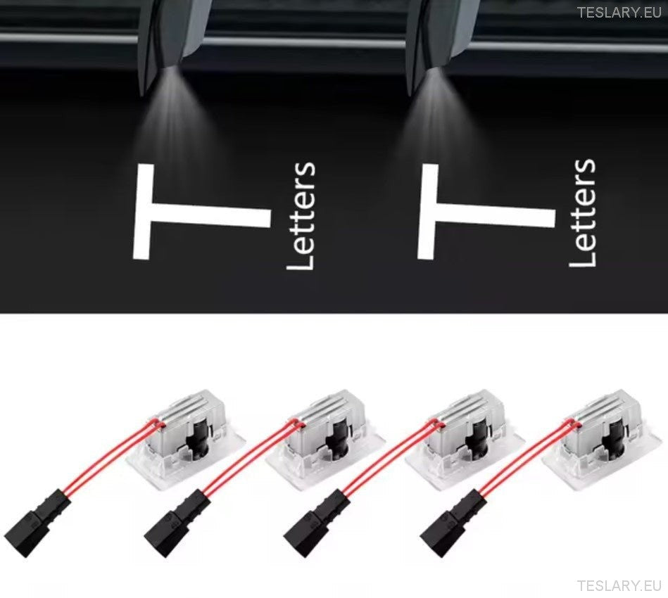 Tesla Model 3/Y/S/X Door Projector Lights Plaid & Logo Style