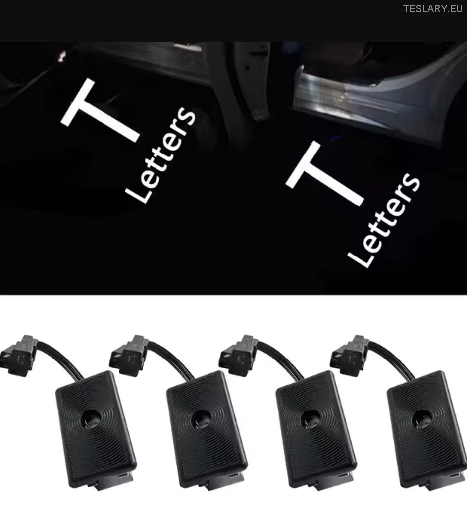 Tesla Model 3/Y/S/X Door Projector Lights Plaid & Logo Style
