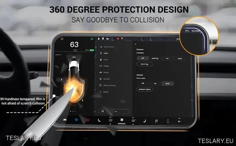 Tesla Model 3/Y herdet glassskjermbeskytter med karbonfiberkant