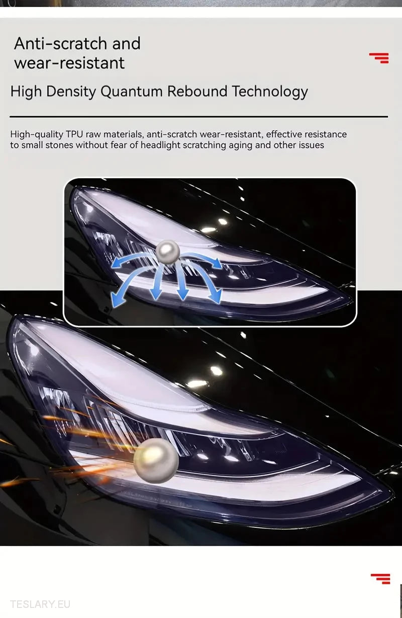 TPU frontlykter svart fargetone for Tesla Model 3, Y & Highland