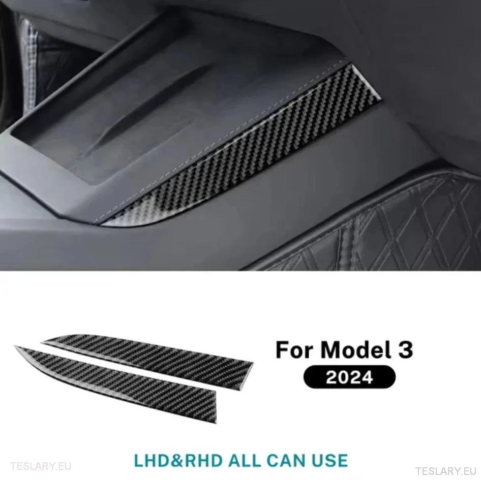 Tesla 3 Highland/Y Juniper ekte myk karbonfiber Sidetrim for trådløs lader