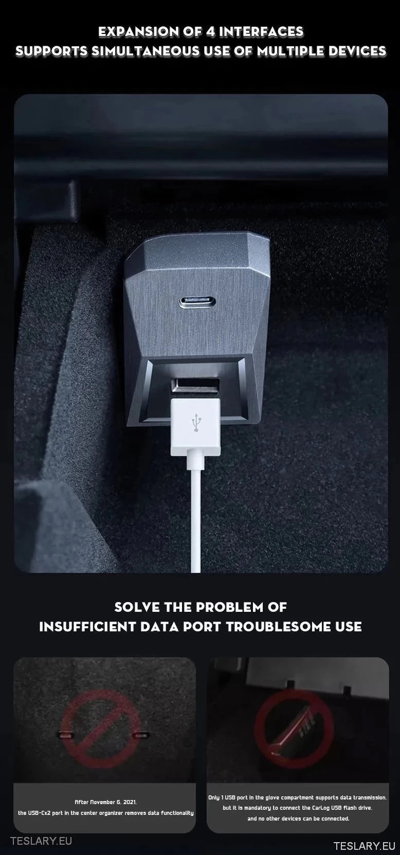 Tesla 3/Y Glove Box Docking Station (bare venstre stasjon)
