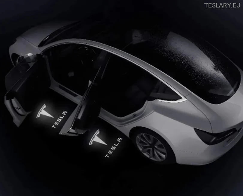 Tesla Model 3/Y/S/X Door Projector Lights Plaid & Logo Style