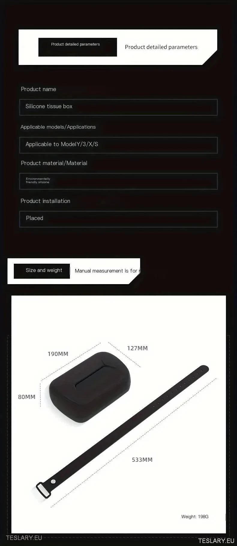 Tesla 3/y/x/s silikonvevsholder med justerbar stropp