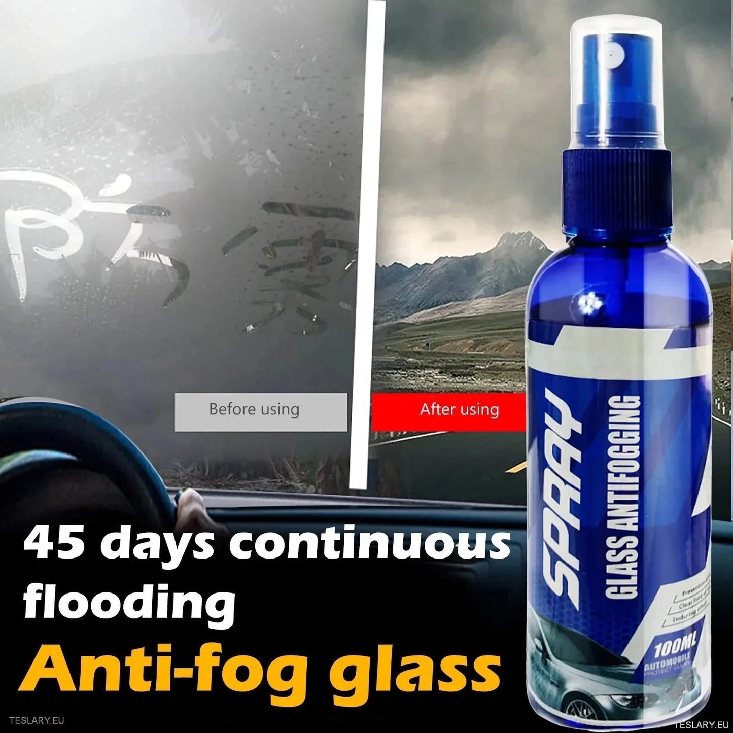 Anti Foging Glass Spray 100ml for EVs inkludert Tesla, BYD, KIA, MG og mer