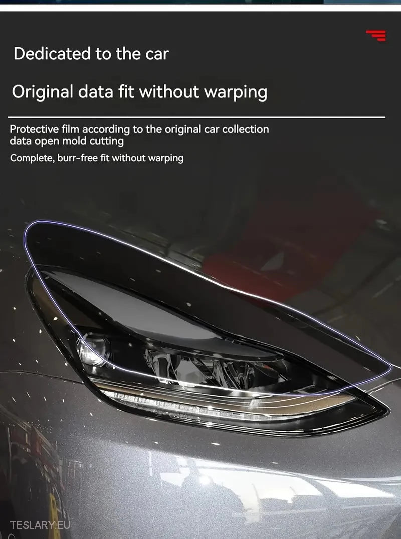 TPU frontlykter svart fargetone for Tesla Model 3, Y & Highland