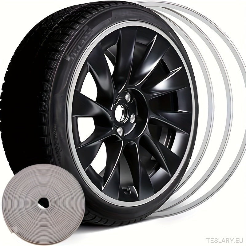 8M Car Wheel Rim Edge Protector, Rubber Wheel Hub Rim Guard, Vehicle Tyre Rim Decor Sticker Strip, Universal Automotive Accessories for Curb Rash and Wheel Scratch Prevention - TESLARY Tesla Shop Accessories Europe Nederlands Dublin Cork Ireland Deutschland Espana Alicante France Italia