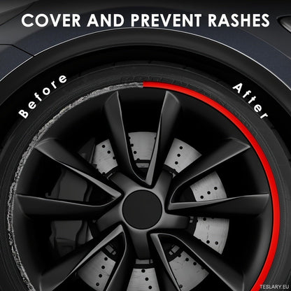 8M Car Wheel Rim Edge Protector, Rubber Wheel Hub Rim Guard, Vehicle Tyre Rim Decor Sticker Strip, Universal Automotive Accessories for Curb Rash and Wheel Scratch Prevention - TESLARY Tesla Shop Accessories Europe Nederlands Dublin Cork Ireland Deutschland Espana Alicante France Italia