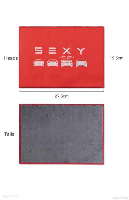 Mikrofiberkluthåndkle for Tesla med S 3 x y -logo