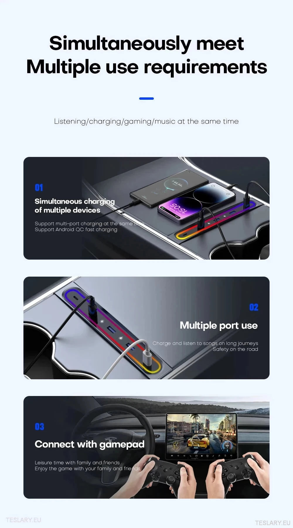 5 I 1 RGB USB Expansion Hub for Tesla 3/y