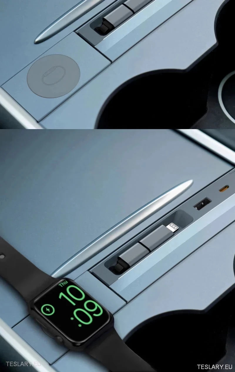 4 Port USB Smart Hub for Tesla 3/Y Inkludert Apple Watch -støtte