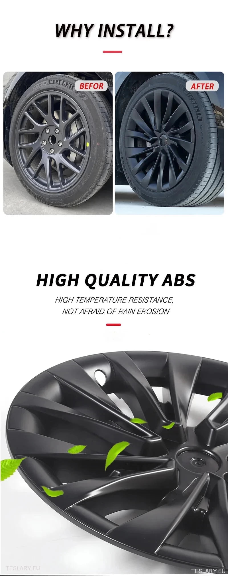 Tesla 3 Highland  18" Helfelg sølvfargede sportsstil-hjulkapsler