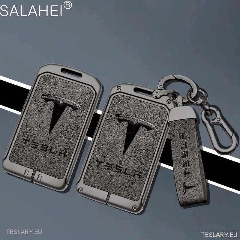 Metal Leather Key Case Cover for Tesla 3/Y RFID -nøkkel med logo
