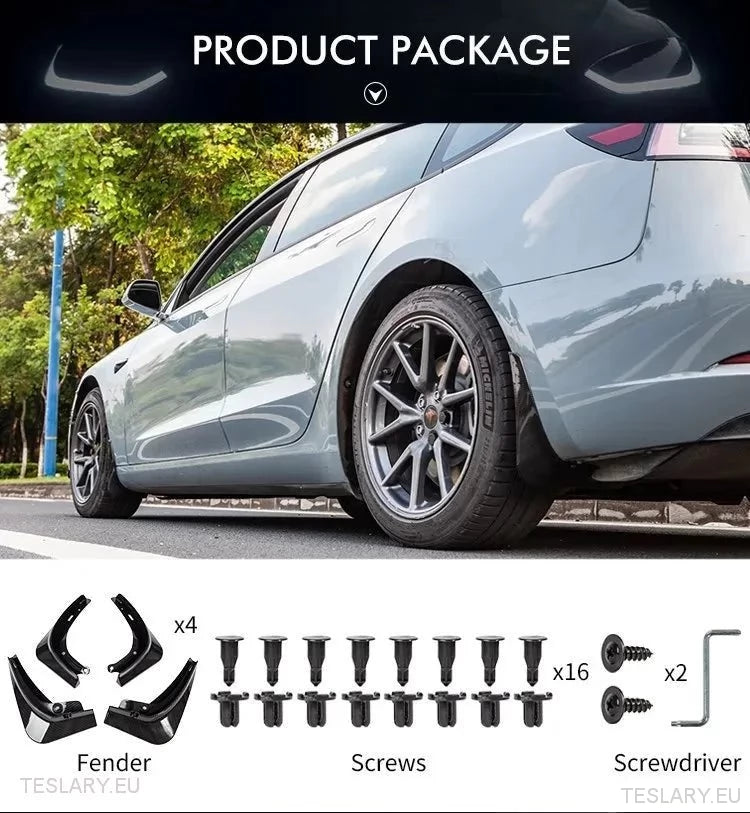 Tesla Model Y Mud Flaps/Splash Guards TPU/Svart karbon eller hvit