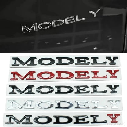 Tesla "Model Y" baklogoemblem i Chrome & Black