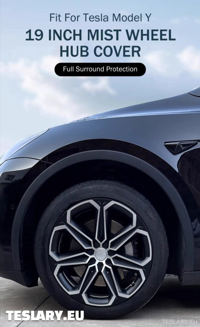 TESLA MODELL Y 19" UNIKE S14 HJULNAV MED FULL DEKNING I SVART OG SØLV