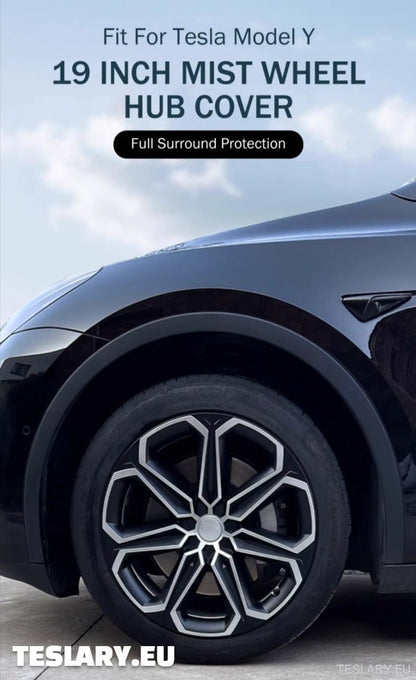 TESLA MODELL Y 19" UNIKE S14 HJULNAV MED FULL DEKNING I SVART OG SØLV
