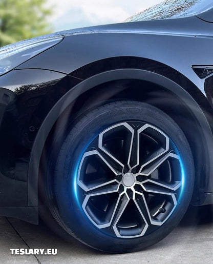 TESLA MODELL Y 19" UNIKE S14 HJULNAV MED FULL DEKNING I SVART OG SØLV