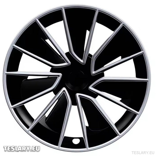 TESLA MODELL Y 19" UNIKE S15 HJULNAV MED FULL DEKNING I SVART OG SØLV