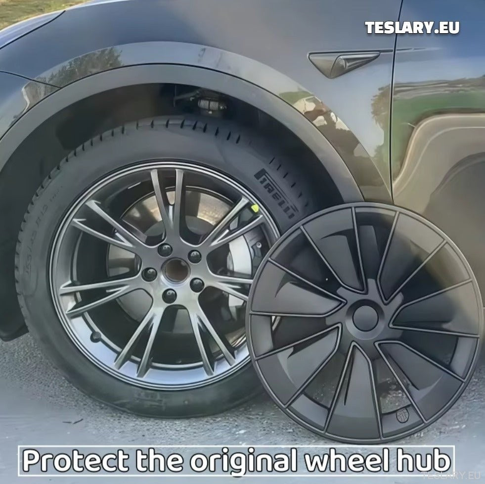 TESLA MODELL Y 19" UNIKE S15 HJULNAV MED FULL DEKNING I SVART OG SØLV