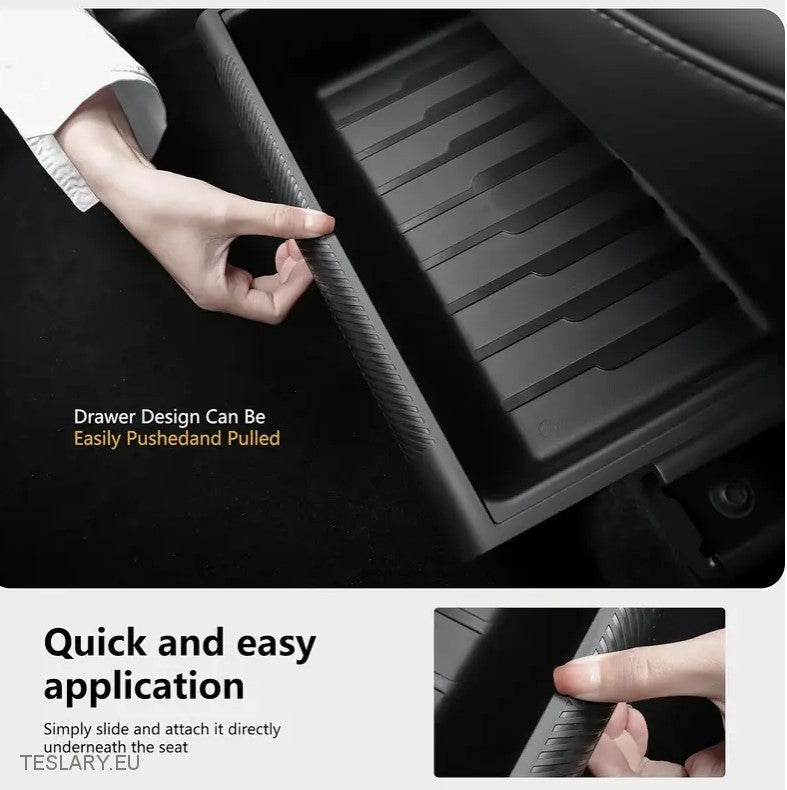 Tesla Model y Undersateat Tray Organizer With Privacy Lid
