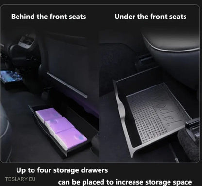Tesla Model y Front & Back TPU Seat Tray Drawer Arrangører