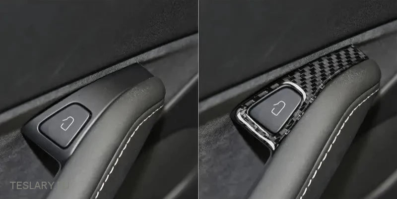 Tesla Model 3/Y Door Lock Carbon Fiber Style Trim Covers Interior