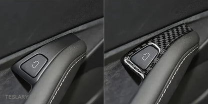 Tesla Model 3/Y Door Lock Carbon Fiber Style Trim Covers Interior