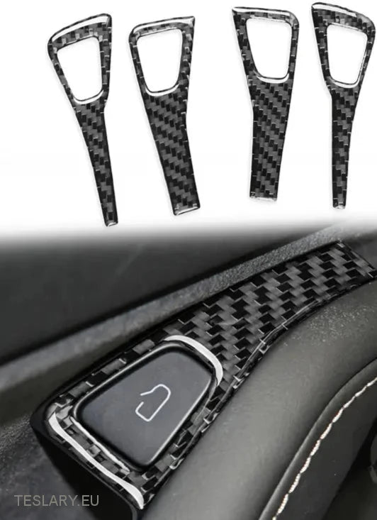 Tesla Model 3/Y Door Lock Carbon Fiber Style Trim Covers Interior