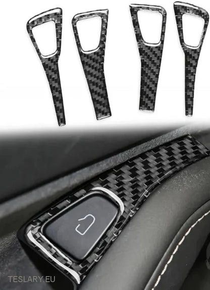 Tesla Model 3/Y Door Lock Carbon Fiber Style Trim Covers Interior