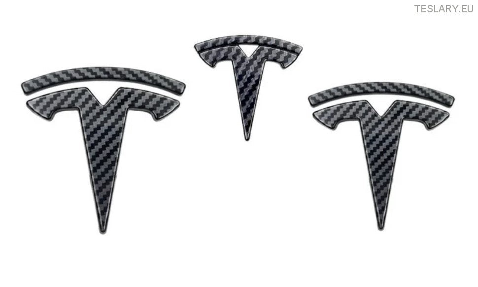 Tesla Model 3 Front, bak- og rattlogo -sett
