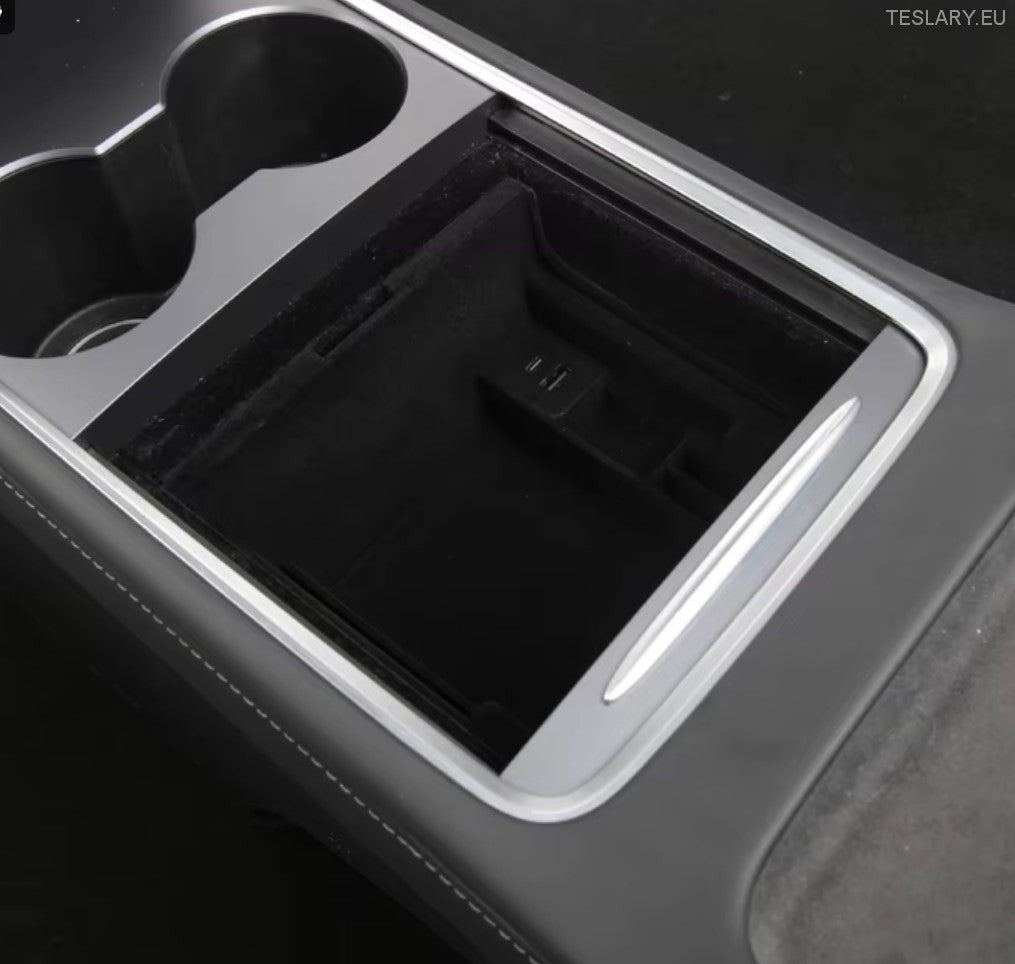 Tesla Model 3/Y Center Console Front arrangør med USB -porter og vårretur