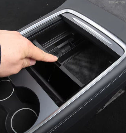 Tesla Model 3/Y Center Console Front arrangør med USB -porter og vårretur