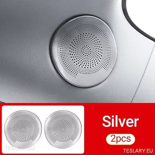 Tesla 3/Y Interior Front Circular Speaker Cover Silver (par)