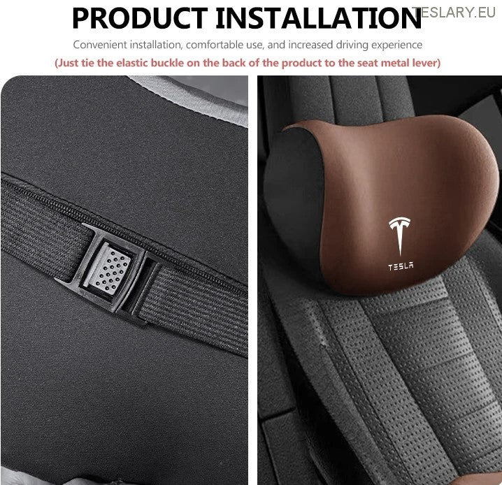 Tesla Model 3 Y S x Neck Pillow & Lumbar Support -pute med logo (svart)