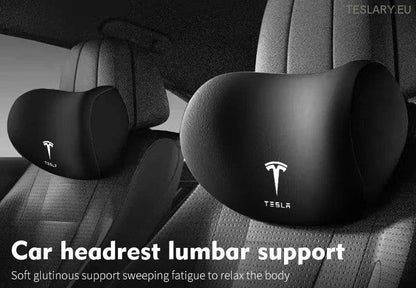 Tesla Model 3 Y S x Neck Pillow & Lumbar Support -pute med logo (svart)