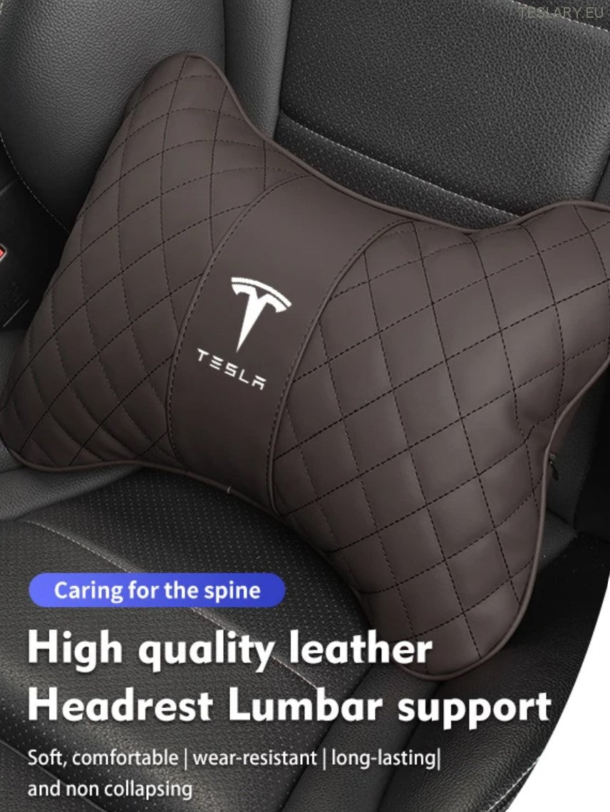 Tesla Model 3 Y S x Neck Pillow & Back Support -pute med logo (svart)