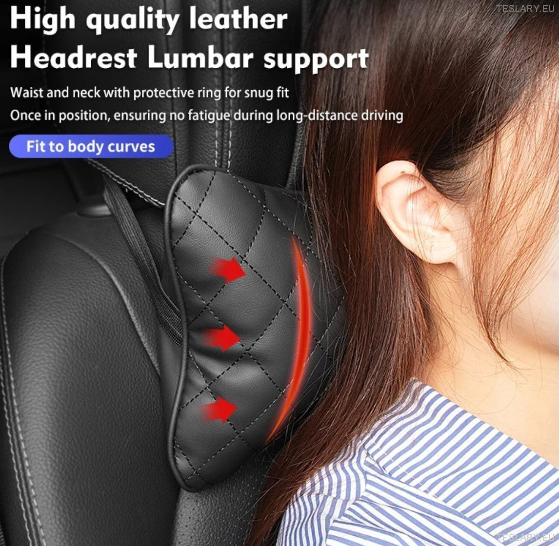 Tesla Model 3 Y S x Neck Pillow & Back Support -pute med logo (svart)