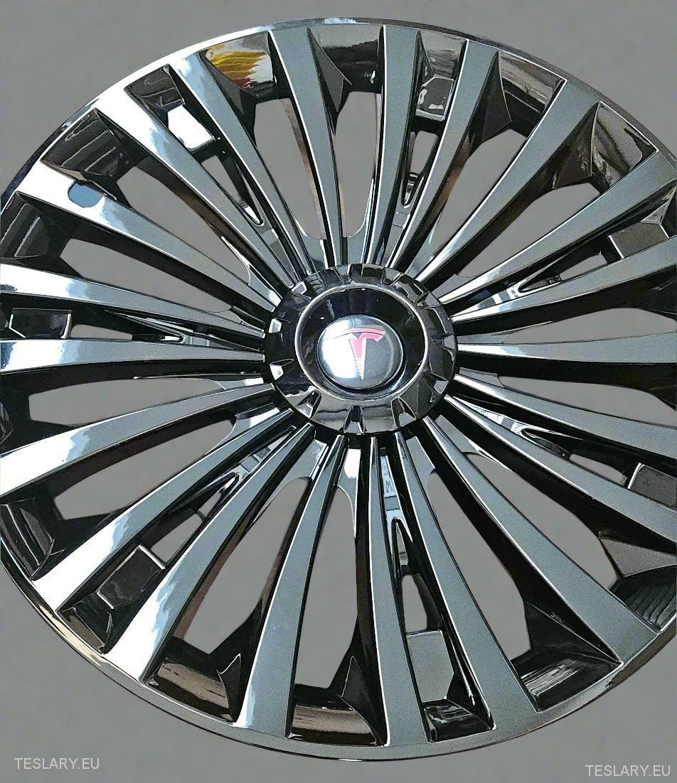 Tesla Model Y 19" Heldekkende Cyclone-hjulkapsler - blank svart