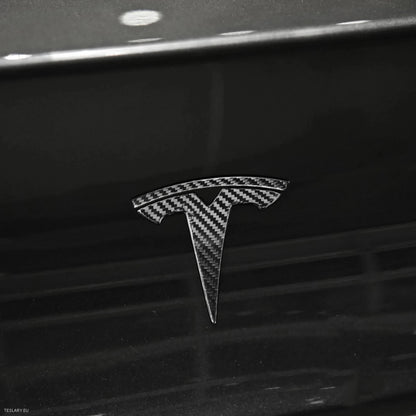 Tesla Model 3/y bakhale logo svart, karbon, krom, rød