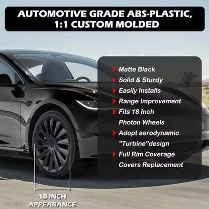 18" Tesla Model 3+ Highland Performance Induction Style Hjulkapsler - Glanset Svart