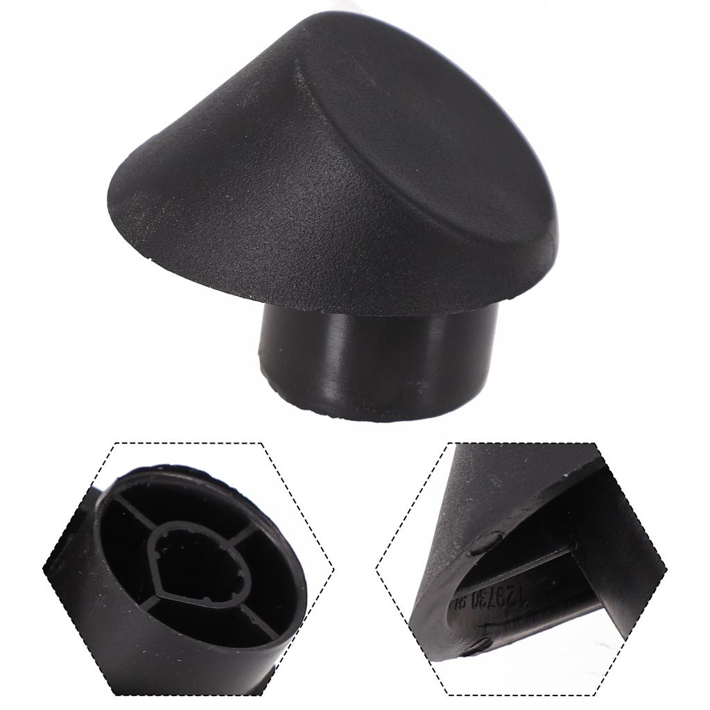 Black rubber cap with detailed views on a white background Tesla Trunk Rubber Stopper 1507940-00-C and 1507942-00-C Buy from Ireland and Europes teslary.eu