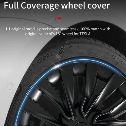 18" Tesla 3+ Highland Full Rim Nova Style Wheel Covers Matte Black