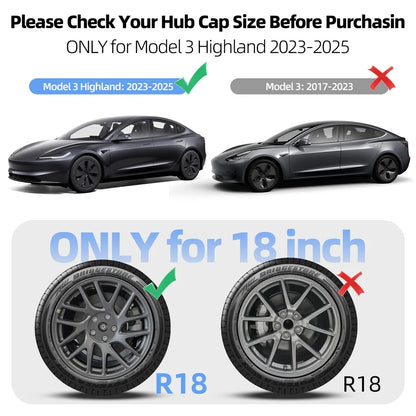 18" Tesla 3+ Highland Full Rim Nova Style Wheel Covers Matte Black