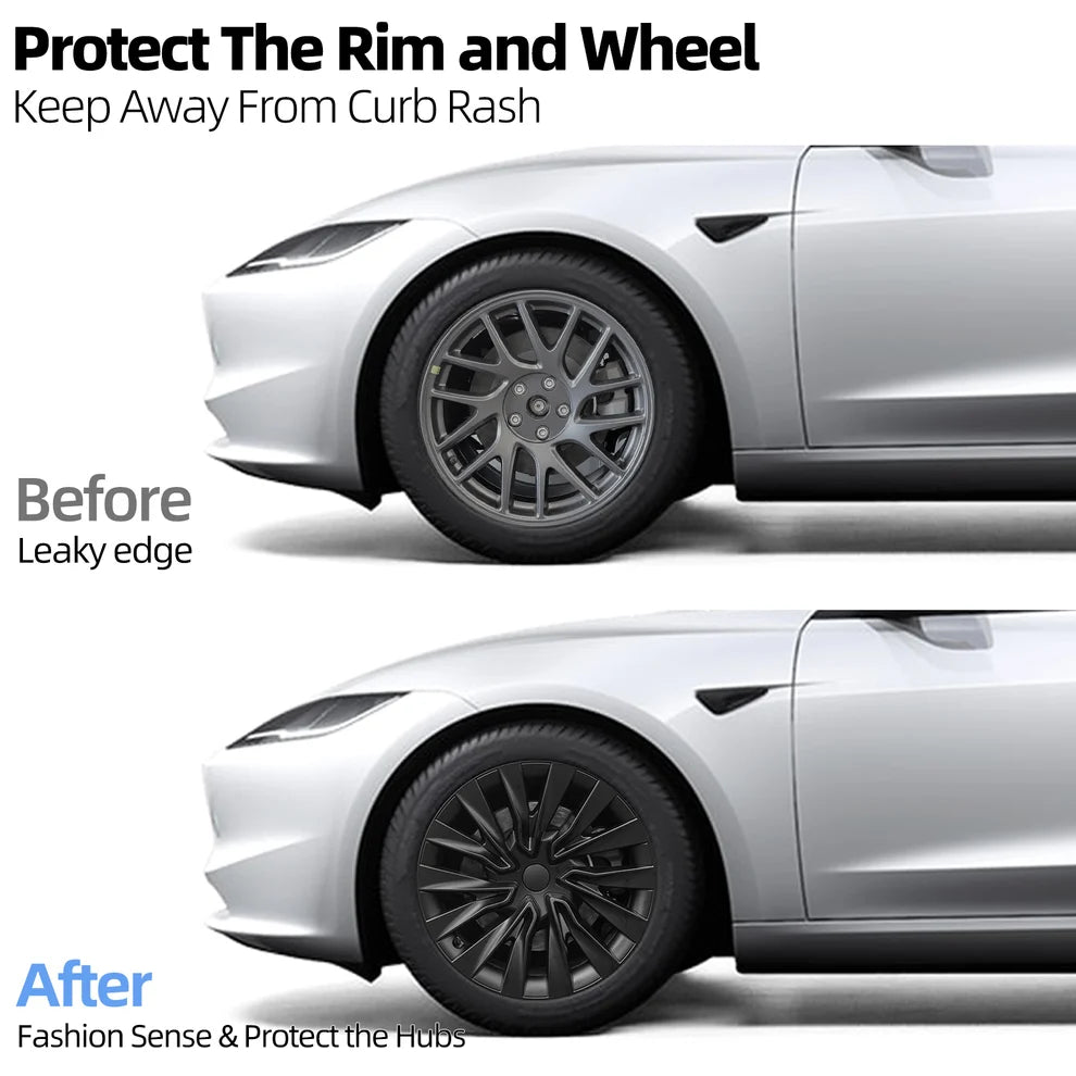 18" Tesla 3+ Highland Full Rim Nova Style Wheel Covers Matte Black