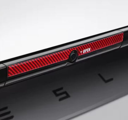 Carbon Fiber Trunk Button Trim Red or Black for Tesla Model Y Juniper 2025 Onwards