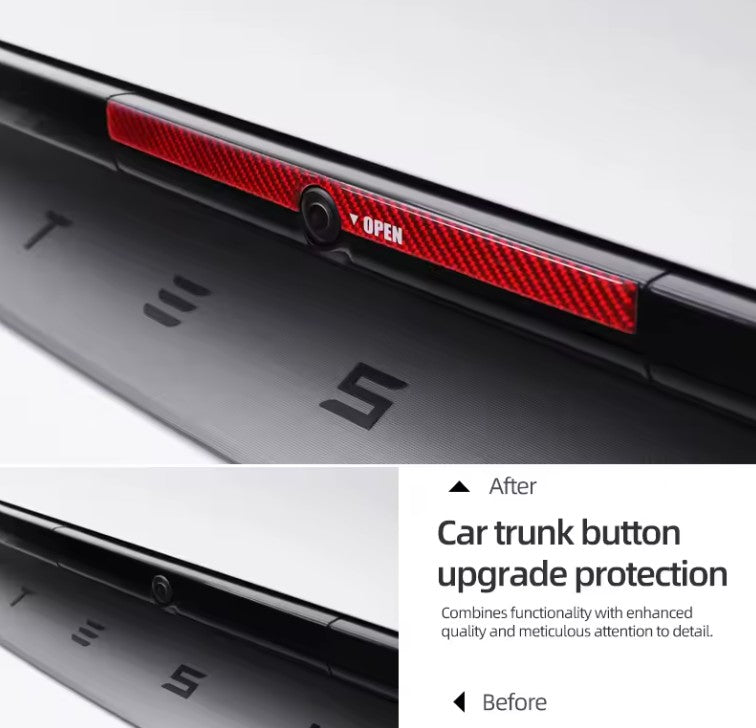 Carbon Fiber Trunk Button Trim Red or Black for Tesla Model Y Juniper 2025 Onwards