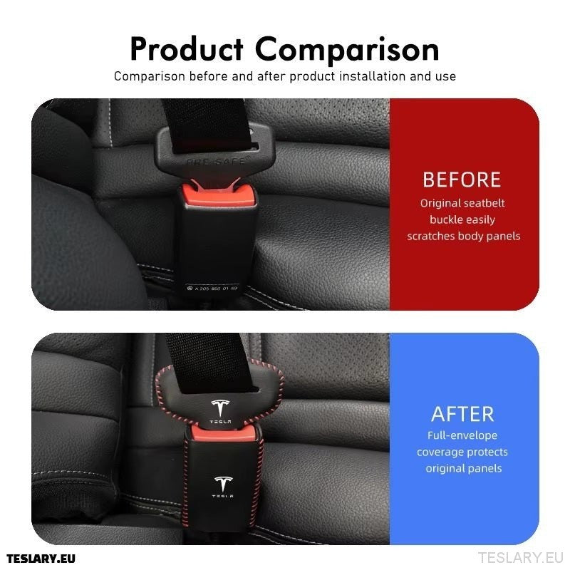 Tesla Model 3 Y S X Bil Setebelte Spenne Anti-Scratch Protector med Tesla-logo