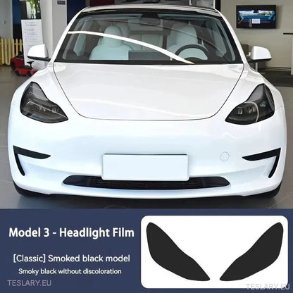 TPU frontlykter svart fargetone for Tesla Model 3, Y & Highland